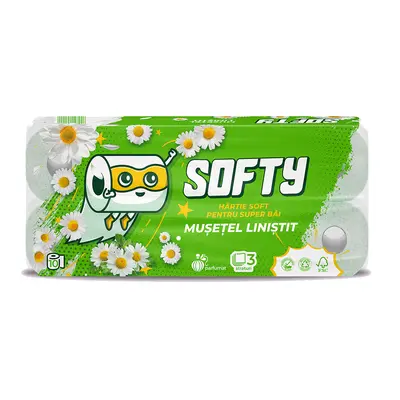 Hartie igienica Softy Musetel, 3 straturi, alba, 12 m, 10 role/set BPTCMGT00349