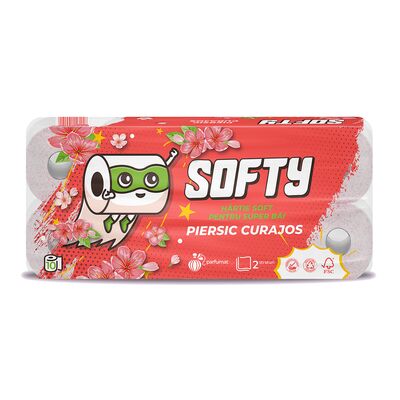 Hartie igienica Softy Piersica, 2 straturi alba, 12 m, 10 role/set BPTCMGT00261