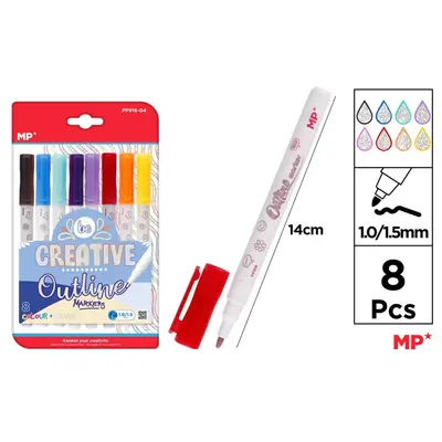 Magic marker Main Paper, 8 bucati/set BPTCMP091604