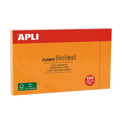 Notite adezive, Apli, 125 x 75 mm, portocaliu, 100 file/set BPTCAL15005