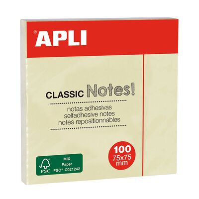 Notite adezive, Apli, 75 x 75 mm, galben, 100 file BPTCAL010976