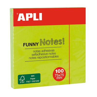 Notite adezive, Apli, 75 x 75 mm, verde, 100 file BPTCAL011899