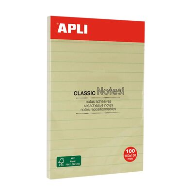 Notite autoadezive, Apli, liniate, galben, 150 x 100 mm BPTCAL013370