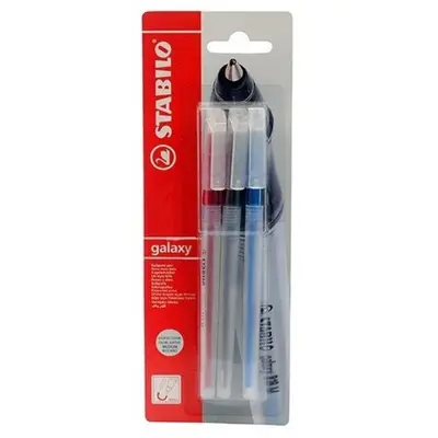 Pix fara mecanism Stabilo Galaxy 818, M, 0.45 mm, 3 culori/blister, albastru, negru, rosu BPTCSW008183