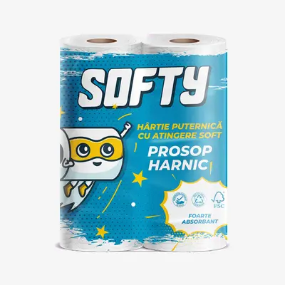 Prosop bucatarie Softy, 2 straturi, 50 portii, 11 m, 2 role/set BPTCMGT0C028