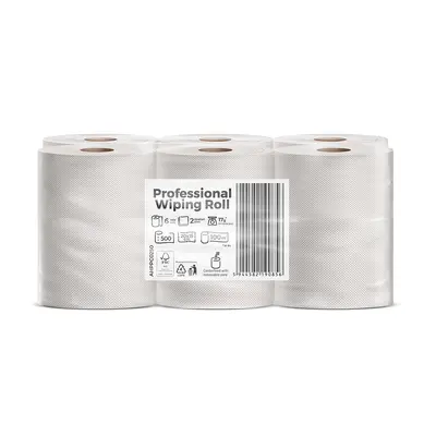 Rola prosop derulare centrala Esentis, alba, 2 straturi, 100 m, 6 role/set BPTCMGT00250