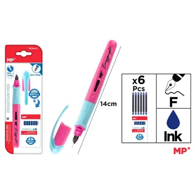 Set Main Paper, stilou roz, varf  F, 6 rezerve cerneala, blister BPTCMR212089