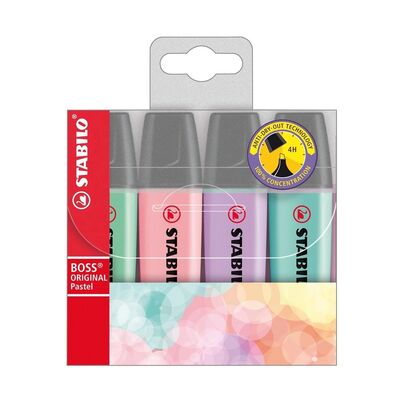 Textmarker Stabilo Boss Pastel, 4 bucati/set BPTCSW70420B