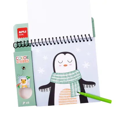 Bloc de colorat si pictat animalele APLI, include 5 markere SOLAPL18790