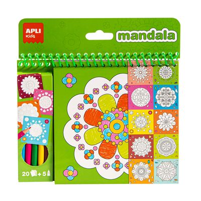 Bloc de desen APLI Mandala, cu creioane colorate incluse SOLAPL17151