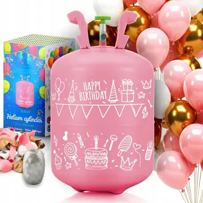 Cilindru cu heliu 0.20 m3 cu 30 de baloane si 40m panglica ricokids 799001 - roz edeedi799001