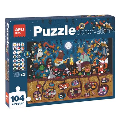 Puzzle de observare padure APLI, 104 piese SOLAPL18507