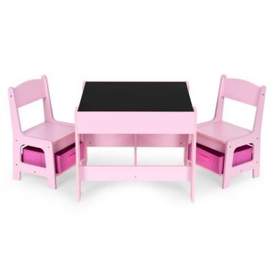 Set de masa cu doua scaune pentru copii ecotoys zkc-1b - roz edeedizkc-1b