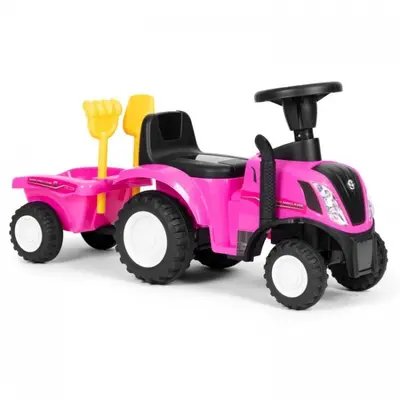 Tractor de impins new holland cu remorca pentru copii 658t - roz edeedi658tpink
