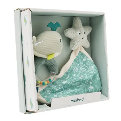 Set cadou bebe - zornaitoare si paturica moale de atasament ocean, de la 0 luni - okeml97360