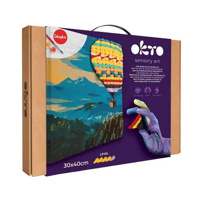 Set pictura si modelare 3D cu argila usoara, 30*40 cm - Hot Air Balloon flight KRTOK30009