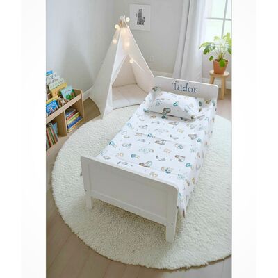 Lenjerie bumbac ranforce pat 3 piese copii 2-12 ani Dino pentru saltele 160x80 cm ASC6427968006839