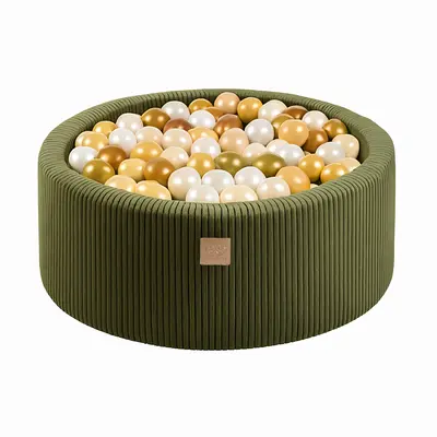 Piscina Uscata Cu 200 De Bile 7cm Meowbaby   Aesthetic, 90x30 Cm, Premium Velur Reiat   Corduroy Khaki Pjbbsakh9002