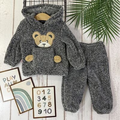 Set pufos hanorac si pantaloni welsoft grey bbl28