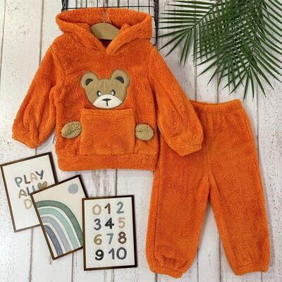 Set pufos hanorac si pantaloni welsoft orange bbl29