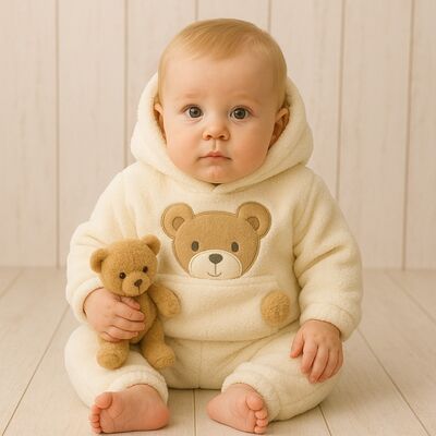 Set pufos hanorac si pantaloni welsoft white bbl27