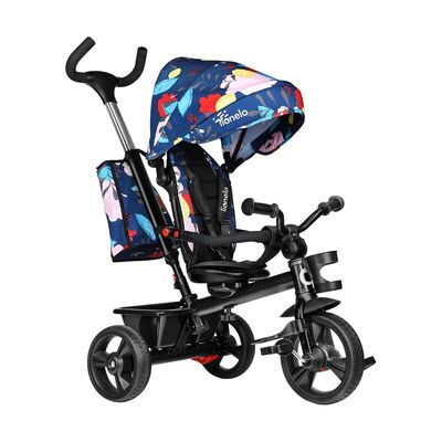 Tricicleta copii, Lionelo, Haari, Ultrapliabila, Multifunctionala, Suport picioare, Control al directiei, Scaun reversibil, Rotire 360 grade, Conform cu standardul european de securitate EN71, Albastru BYNLO-HAARI_BLUE_NAVY