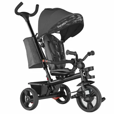 Tricicleta copii, Lionelo, Haari, Ultrapliabila, Multifunctionala, Suport picioare, Control al directiei, Scaun reversibil, Rotire 360 grade, Conform cu standardul european de securitate EN71, Gri BYNLO-HAARI_STONE_GREY