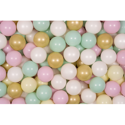 Meowbaby   Set Bile Din Plastic Pentru Centru De Joaca 7cm, 200 Buc: Perlat Alb, Gold, Roz, Mint Pjbpdww00-342