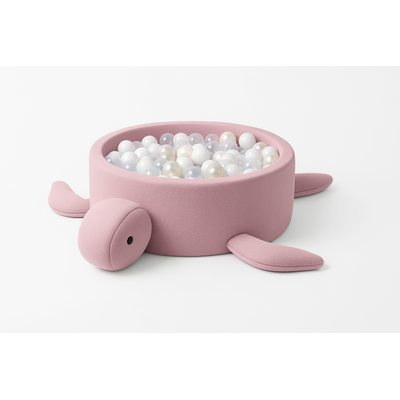 Piscina Cu Bile Boucle Pentru Copii Meowbaby   Turtle ,   Raspberry Glaze Pink, 200 Bile Incluse, Material Reciclat Certificat Oeko-tex Pjbmbsbaz21210ie-7827
