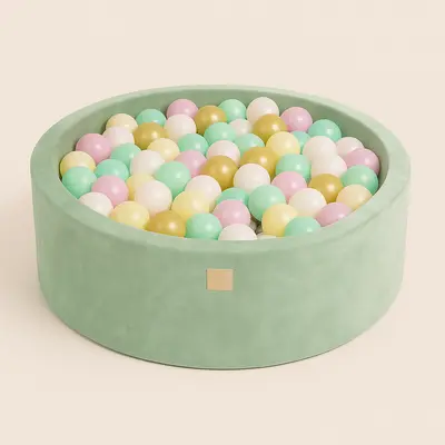 Piscina Cu Bile Rotunda Meowbaby   Velvet Sage Olive 90x30 Cm, Cu 200 Bile Pjbveo-pdww00-342