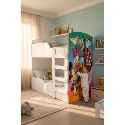 Pat Club Mickey, pentru 2 copii, suprapus, dimensiune 160x80 Cm Ptv8481