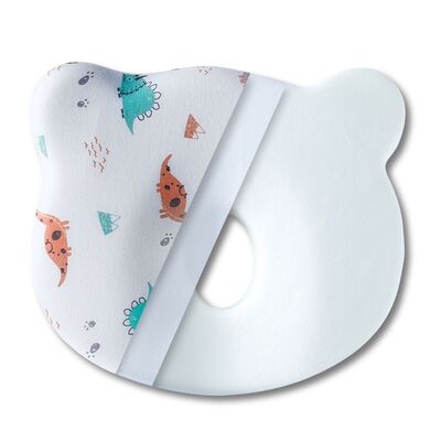 HUSA de schimb / Fata de perna - pentru Perna Bebelus Suporto Ursulet impotriva Plagiocefaliei - Bumbac 100%, Alba, Model cu Dinozauri SPTHPBE2DINO