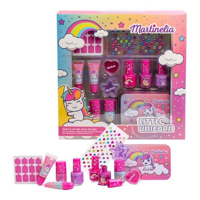 Set unghii și buze cu cutie metalică Little Unicorn, Martinelia, 85499