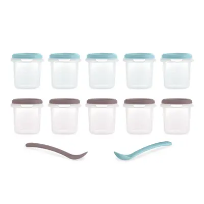 Set 10 recipiente ermetice gradate cu 2 lingurite Miniland Terra 200 ml TNA89568