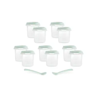 Set 10 recipiente ermetice gradate si 2 lingurite Miniland Mint 200 ml TNA89522