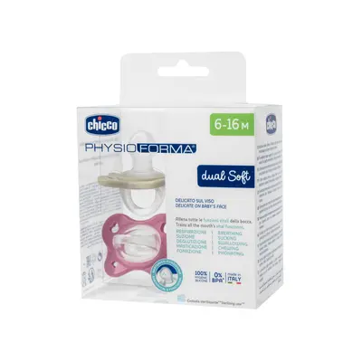 Suzeta anatomica Chicco PhysioForma DualSoft, 2buc, roz, 6-16luni CHC7308751-7