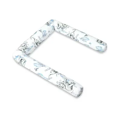 Aparatoare pentru patut, Qmini, Tip rulou, Cu husa detasabila, Lungime 180 cm, Din bumbac certificat Oeko Tex Standard 100, Elephants on Rainbow Blue BYN6426972029667