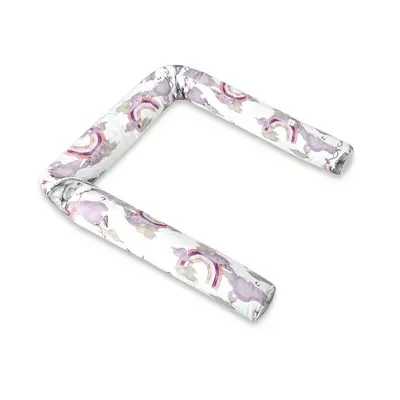 Aparatoare pentru patut, Qmini, Tip rulou, Cu husa detasabila, Lungime 180 cm, Din bumbac certificat Oeko Tex Standard 100, Elephants on Rainbow Pink BYN6426972029650