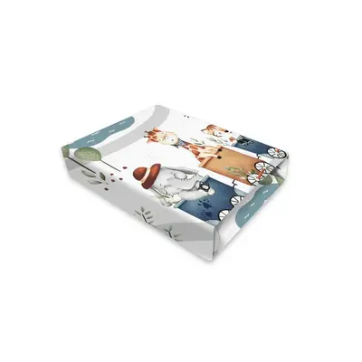 Cearceaf cu elastic, MimiNu, Pentru patut 120X60 cm, Din bumbac certificat Oeko Tex Standard 100, Design, Zoo in train BYN6426972029308