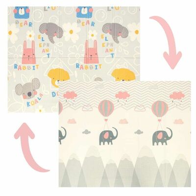 Covoras de joaca, Bocioland, Grey Elephant, Pliabil, Protectie impotriva loviturilor, Dimensiune mare, 180 x 150 cm, Cu Imprimeu pe ambele parti, Potrivit pentru utlizare atat in interior, cat si in exterior BYNBL126