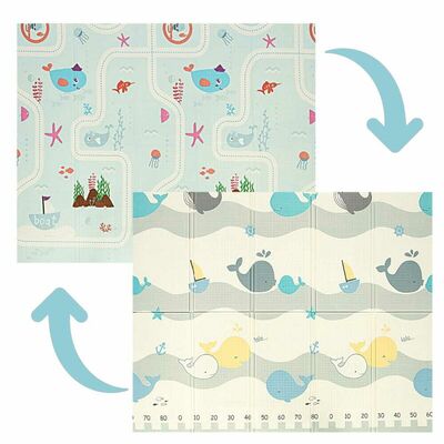 Covoras de joaca, Bocioland, Water City, Pliabil, Protectie impotriva loviturilor, Dimensiune mare, 180 x 150 cm, Cu Imprimeu pe ambele parti, Potrivit pentru utlizare atat in interior, cat si in exterior BYNBL127