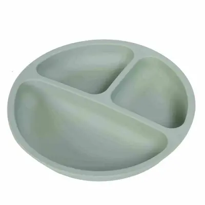 Farfurie compartimentata, Bocioland, Rotunda, Cu 3 compartimente, Silicon, Fara BPA, 6-36 luni, Green BYNBOC0460