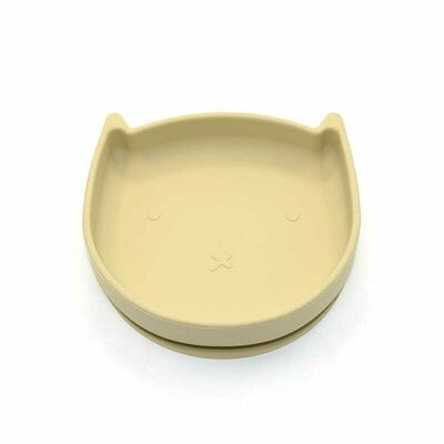 Farfurie in forma de pisicuta, Bocioland, Cu ventuze, Silicon, Fara BPA, 6-36 luni, Light Beige BYNBOC0465
