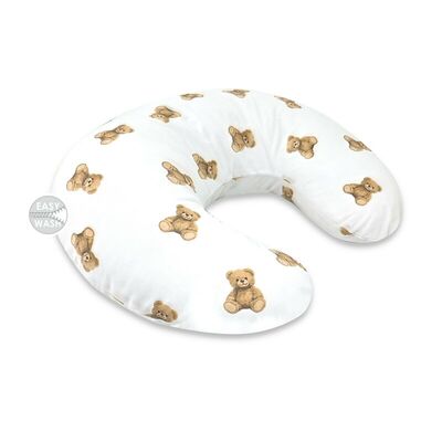 Perna pentru alaptat, Qmini, Din bumbac certificat Oeko Tex Standard 100, Cu husa detasabila, Cu fermoar securizat, Circumferinta 155 cm, Teddy Toys BYN6426972029520