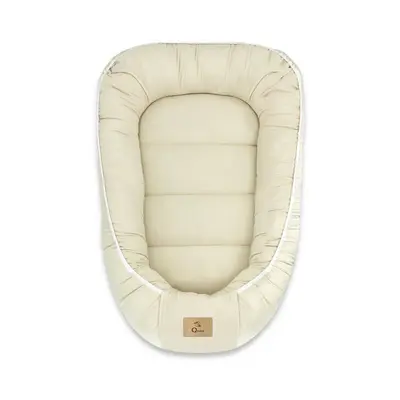 Cosulet bebelus, Qmini, Pentru dormit, Baby Nest 55 x 75 cm, Husa 100% muselina dubla, Material certificat Oeko Tex Standard 100, Warm beige BYN6426972029896
