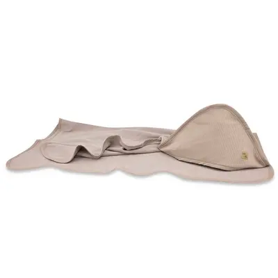 Prosop cu gluga, Qmini, Mare, Dimensiune 100x100 cm, Din bambus si bumbac interlock, Din materiale certificate Oeko Tex Standard 100, Mocha BYN6426972029926