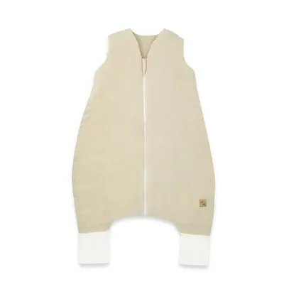 Sac de dormit, Qmini, Cu picioruse, De iarna, Din muselina dubla, Cu fermoar pe mijloc, 90 cm, S, Material certificat Oeko Tex Standard 100, Warm Beige BYN6426972029827