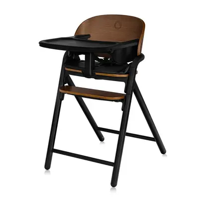 Scaun de masa multifunctional Celia, Lionelo, Din lemn de fag, 6 luni- adult, Reglabil pe inaltime, Husa impermeabila, Tavita silicon, Suport de picioare reglabil, Greutate maxima 90 Kg, Negru BYNLO-CELIA_BLACK_WOOD