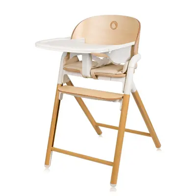 Scaun de masa multifunctional Celia, Lionelo, Din lemn de fag, 6 luni- adult, Reglabil pe inaltime, Spatar lat, Sezut ergonomic, Tavita silicon, Suport de picioare reglabil, Greutate maxima 90 Kg, Alb/Natural BYNLO-CELIA_WHITE_NATURAL_WOOD