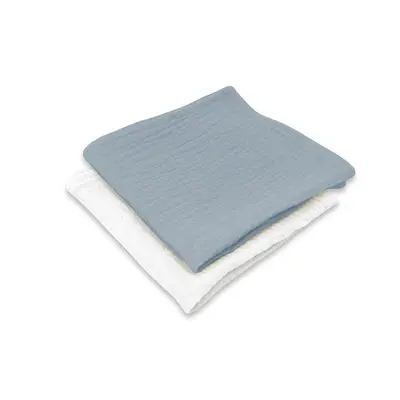Set 2 museline, Qmini, Multifunctionale, Din material certificat Oeko Tex Standard 100, 30x30 cm, Jeans si Cream BYN6426972029780